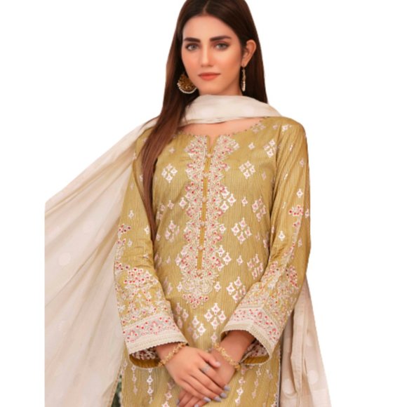 Tawakkal Pakistani Embroidered Jacquard Cotton Banarsi Shalwar Kameez Large/43 - Picture 5 of 14